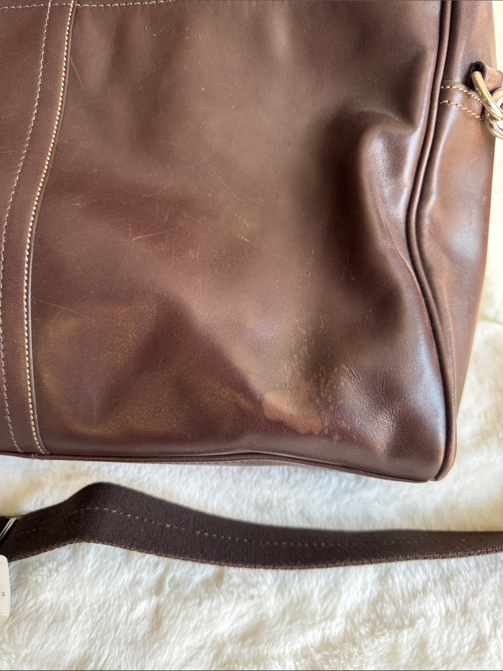 Coach Mahogany Brown Leather Briefcase with Shoulder Strap and Silver Accents 🤎 - Picture 14 of 16